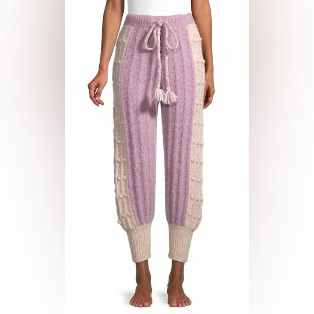 LoveShackFancy Landana Alpaca Wool Knit Joggers Womens XS Purple Cottagecore